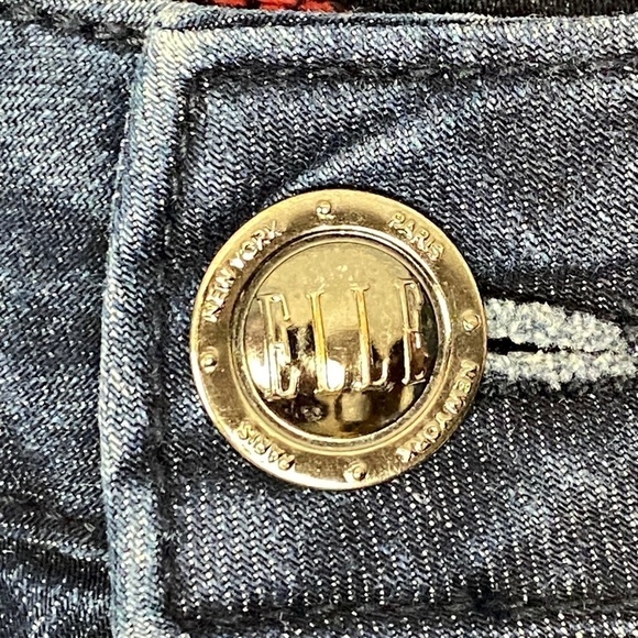 Elle Jeans 14R Mid Rise Tapered Stretch Dark Wash Blue - Picture 6 of 9